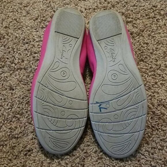 Shoes Clarks Pink Leather Ballet Flat Toe Cap Girls Size 4½ - Picture 9 of 15